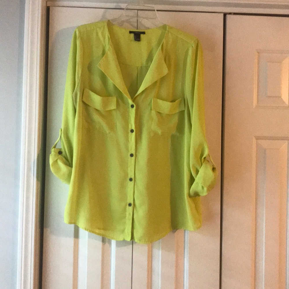Neon Chiffon 3/4 Cuffed sleeve blouse